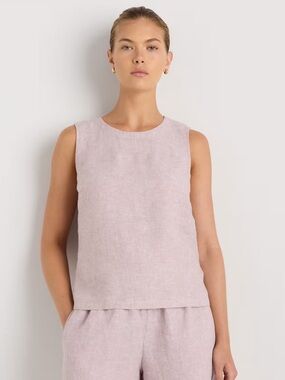 Quince 100% European Linen Tank Vintage Pink Chambray Shell